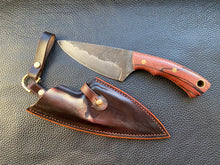 Load image into Gallery viewer, Wet molded leather which is hand dyed and hand finished to the highest standards. Handmade leather knife sheath which is fully hand stitched and hand finished to ensure the knife within is protected from the elements. We can design to our customer specifications to ensure you get a truly unique and bespoke item. www.leathercompositions.com
