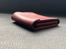 Load image into Gallery viewer, Ladies compact Italian leather purse, small enough to fit in your pocket and big enough to carry your cards and cash every day. Handmade without the use of any machines, meticulously hand stitched using a traditional saddle stitch. This purse is fully customisable in terms of leather, colour, thread and edge finish.www.leathercompositions.com