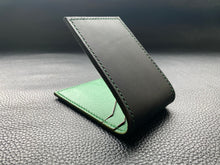 Load image into Gallery viewer, Handmade leather wallet is perfect for carrying your cards and looking stylish. Our handmade leather goods are completely UK made in our atelier using the finest leathers and traditional leather techniques, no machines are involved as our artisan hand stitches every items to ensure we produce luxury leather accessories to last a lifetime www.leathercompositions.com