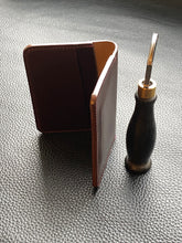 Load image into Gallery viewer, Handmade leather wallet is perfect for carrying your cards and looking stylish. Our handmade leather goods are completely UK made in our atelier using the finest leathers and traditional leather techniques, no machines are involved as our artisan hand stitches every items to ensure we produce luxury leather accessories to last a lifetime www.leathercompositions.com