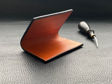 Load image into Gallery viewer, Handmade leather wallet is perfect for carrying your cards and looking stylish. Our handmade leather goods are completely UK made in our atelier using the finest leathers and traditional leather techniques, no machines are involved as our artisan hand stitches every items to ensure we produce luxury leather accessories to last a life time www.leathercompositions.com
