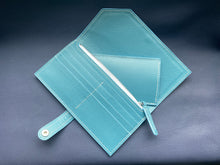 Load image into Gallery viewer, Ladies Leather Purse, which can be used as a clutch bag. The middle zip aspect can be used as a coin purse or coin pocket is ideal for storing valuables. This quality lady's wallet is both fashionable and practical and is made from the finest luxury leather.www.leathercompositions.comwww.leathercompositions.com