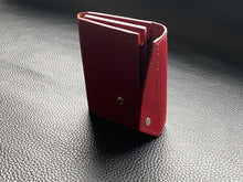 Load image into Gallery viewer, Ladies compact Italian leather purse, small enough to fit in your pocket and big enough to carry your cards and cash every day. Handmade without the use of any machines, meticulously hand stitched using a traditional saddle stitch. This purse is fully customisable in terms of leather, colour, thread and edge finish.www.leathercompositions.com
